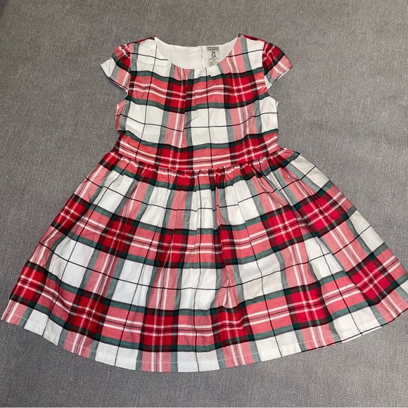 Carter's 3T Red Green Plaid Christmas Holiday Toddler Girl Dress Cap Sleeve - Picture 7 of 8